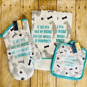 “If my Dog Was my Boss Life Would Pawfect” 5 Pc Kitchen Set